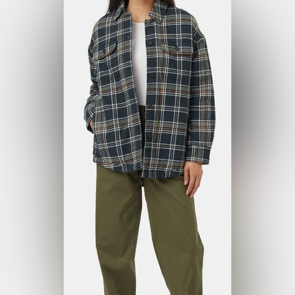 Tentree: Kapok Flannel Insulated “Shacket” : Green Plaid - Size US L